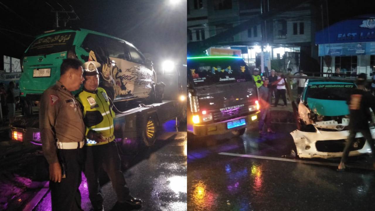 Dua Mini Bus Tabrakan Usai Berlebaran di Kendari