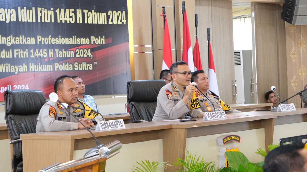 LatPra Ops Anoa 2024, Polda Sulawesi Tenggara Simulasi Keamanan Jelang Idul Fitri