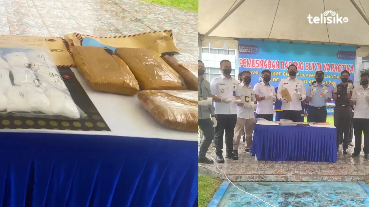 BNNP Sultra Musnahkan Narkotika Jenis Sabu dan Ganja Tetapkan 6 Orang Tersangka