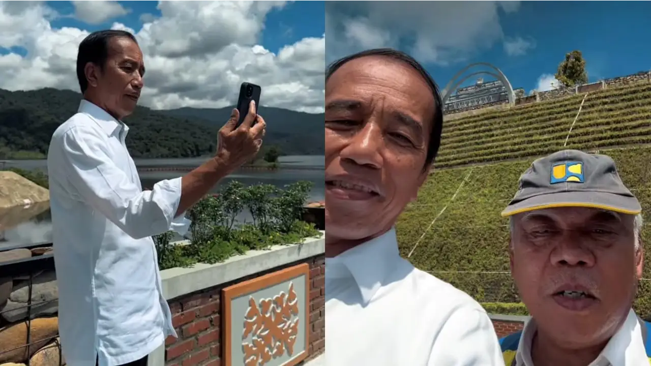 Moment Presiden Jokowi Nge-Vlog di Atas Bendungan Ameroro Konawe Dipuji Netizen