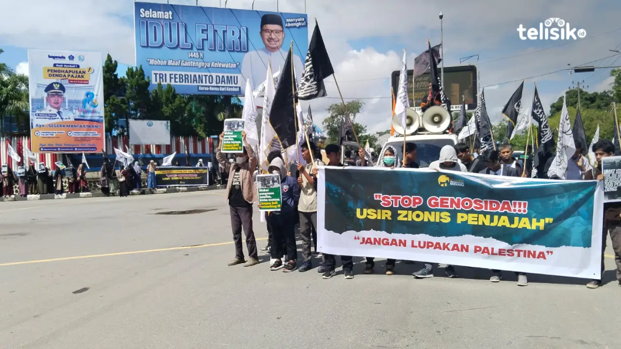 Ratusan Mahasiswa Kendari Serukan Solusi Penyelesaian Genosida di Palestina