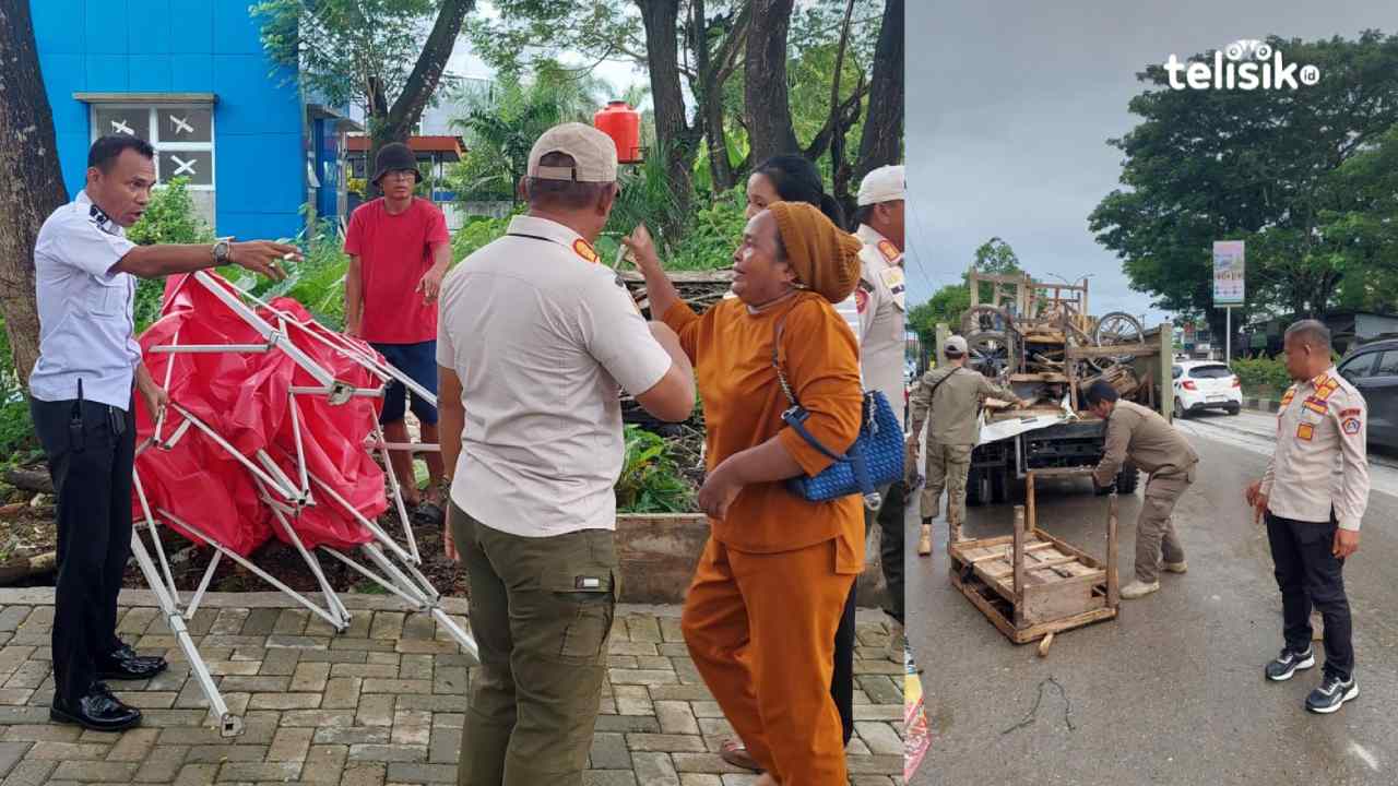 Satpol PP Tertibkan PKL Buntut Insiden Mobil Tabrak Lapak Depan RS Bahteramas
