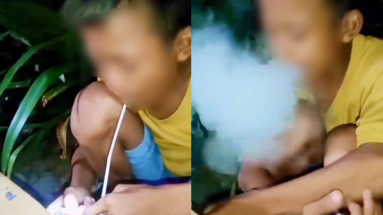 Viral, Bocah Asik Isap Sabu di Tengah Semak-Semak