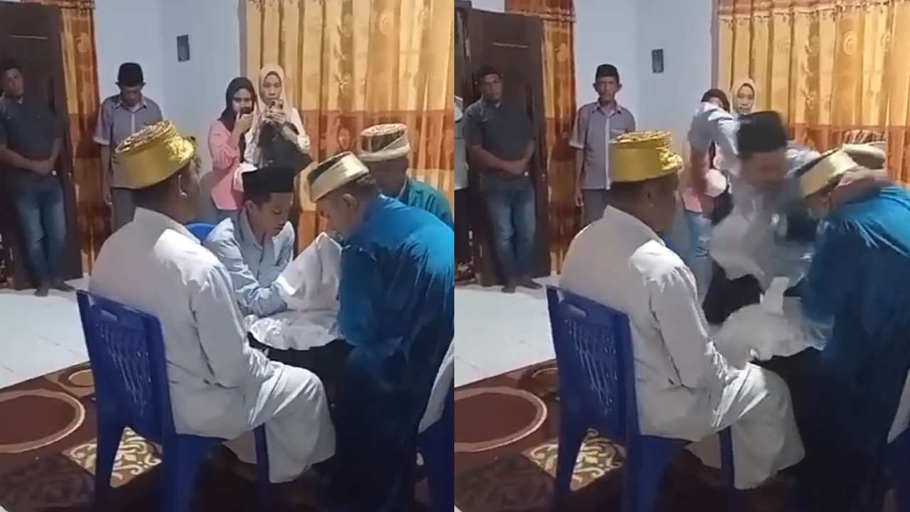 Detik-Detik Seorang Pria Dapat Bogem Mentah dari Wali Nikah saat Ijab Kabul