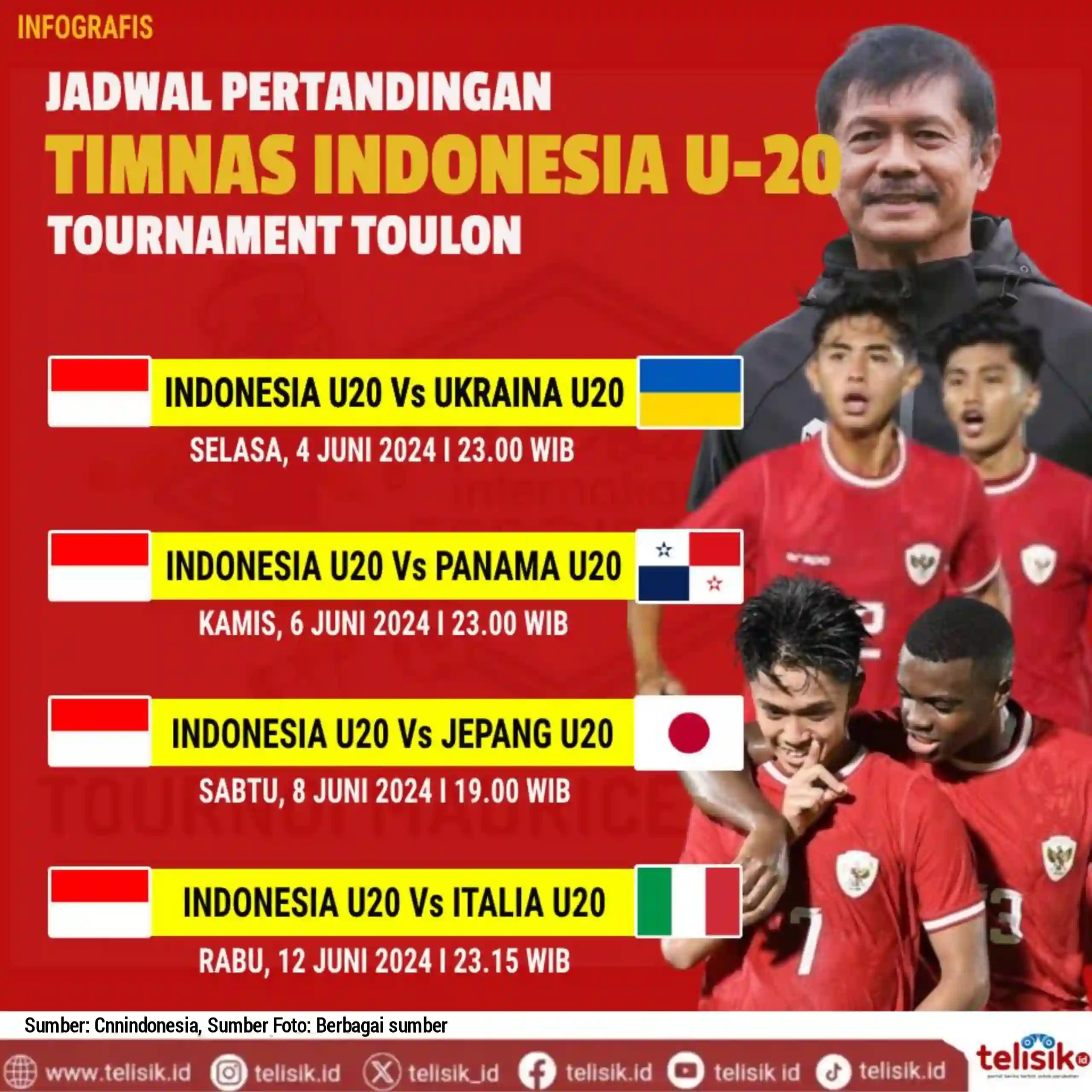 Infografis: Jadwal Pertandingan Timnas Indonesia U-20 di Turnamen Toulon Cup 2024