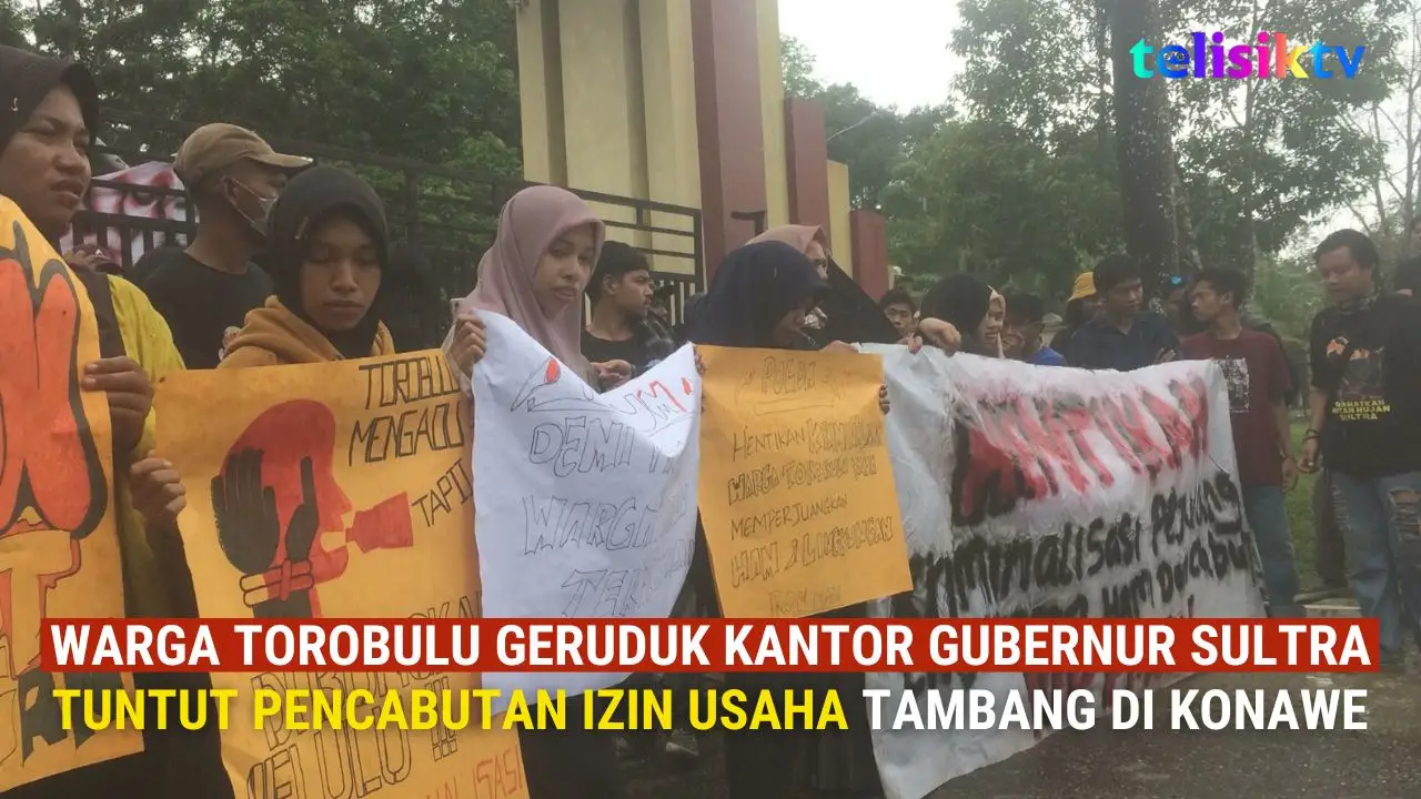 TELISIKTV: Warga Torobulu Geruduk Kantor Gubernur Sultra Tuntut Pencabutan Izin Usaha Tambang di Konawe Selatan