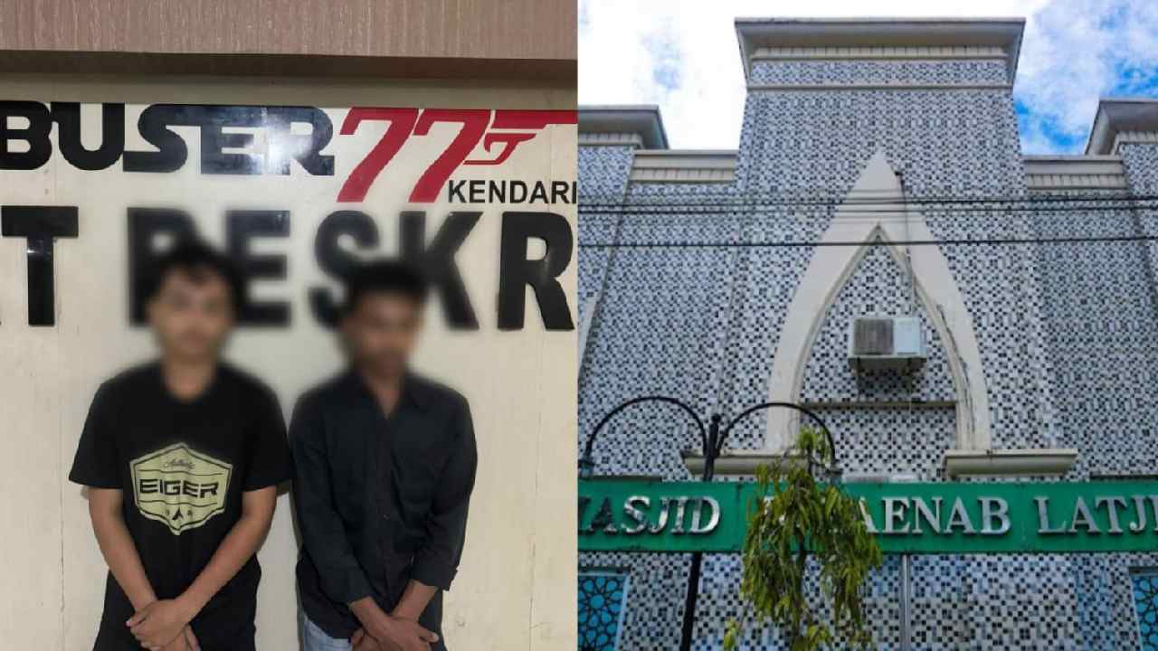 Dua Pemuda Nganggur Curi TV dan Sepatu Merek Nike, Bongkar Pintu Ambil Uang Celengan Masjid di Kendari