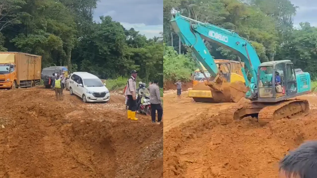 Kemacetan di Jalan Trans Sulawesi Kecamatan Wolo Kolaka Capai 3 Km
