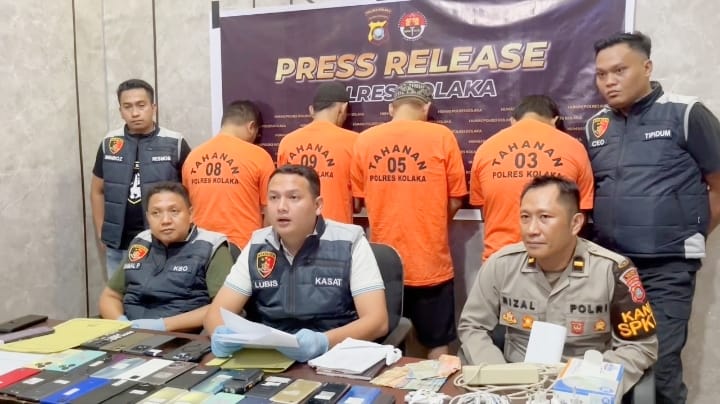 Lima Pelaku Spesialis Penipuan Online Antar Provinsi Dibekuk Polisi