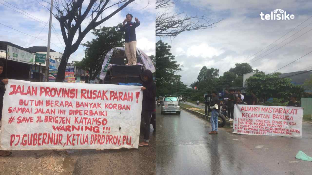 Puluhan Massa Blokade Jalan, Imbas Jalan Berlubang dan Rusak