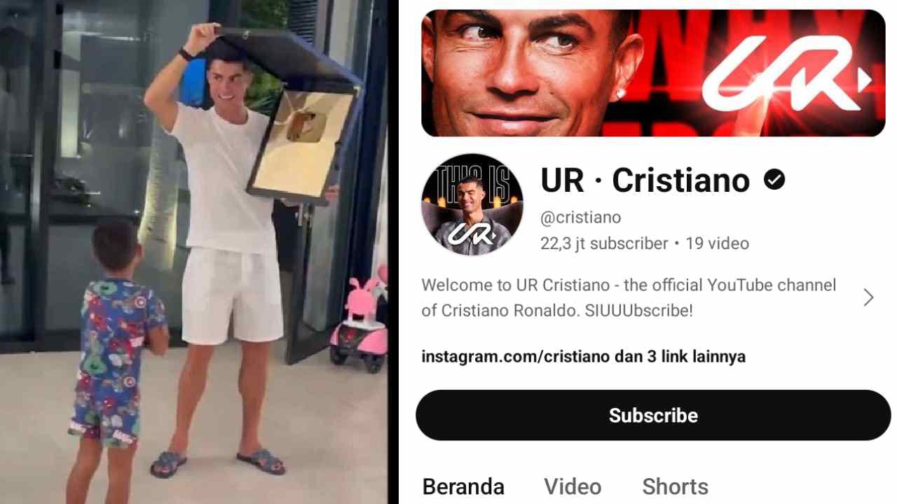 Pecah Rekor, Baru 90 Menit YouTube Cristiano Ronaldo Sudah Dapat Golden Play Button