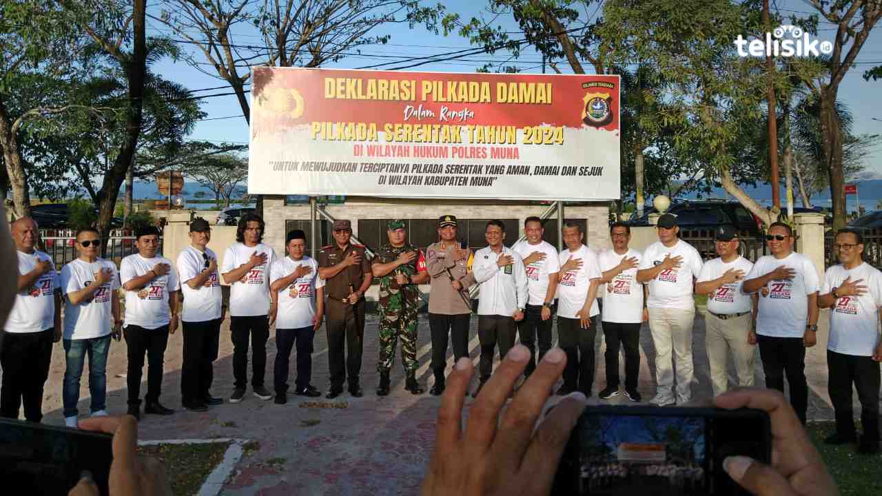 Polres Muna Deklarasi Damai Pilkada 2024, Lima Paslon Komitmen Tanpa Permusuhan