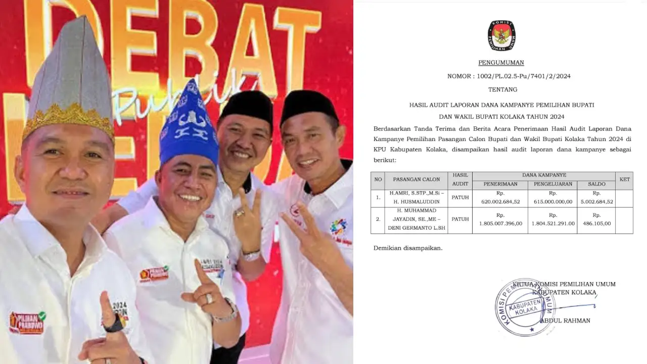Ini Paslon Bupati Kolaka Terbanyak Keluarkan Biaya Kampanye Pilkada 2024