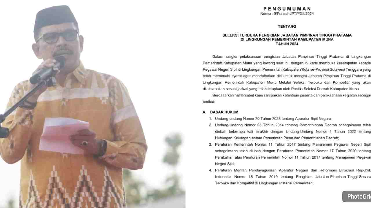 Pendaftaran Seleksi 9 Jabatan Eselon II Pemkab Muna Dibuka