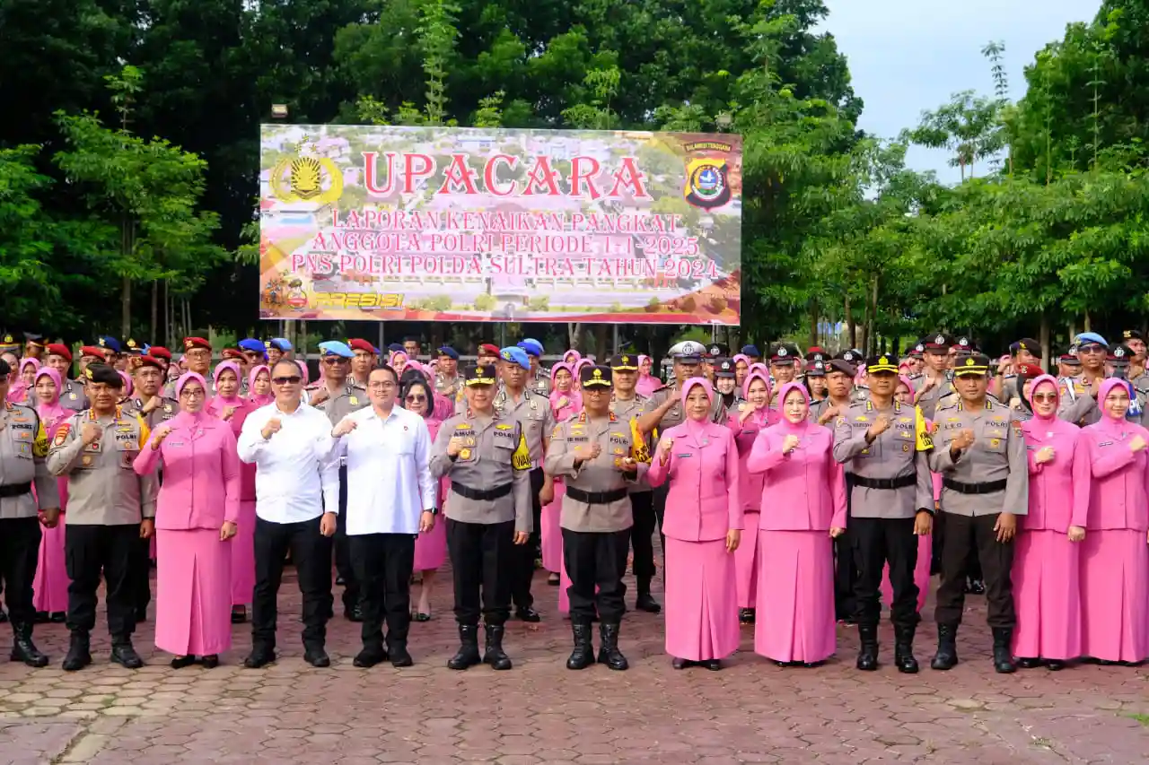 Ratusan Personel Polda Sultra Naik Pangkat: 4 Kombes, 7 AKBP dan 16 Kompol