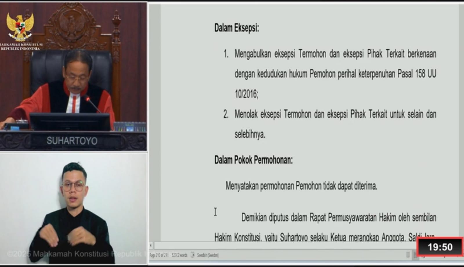 MK Tolak Gugatan Hasil Pilgub Sulawesi Tenggara 2024, ASR-Hugua Segera Dilantik