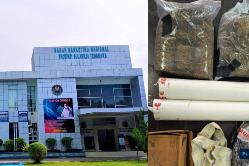 BNNP Sultra Gagalkan Peredaran Ganja Asal Sumatera Utara, Pelaku Ditangkap di Kantor Jasa Pengiriman