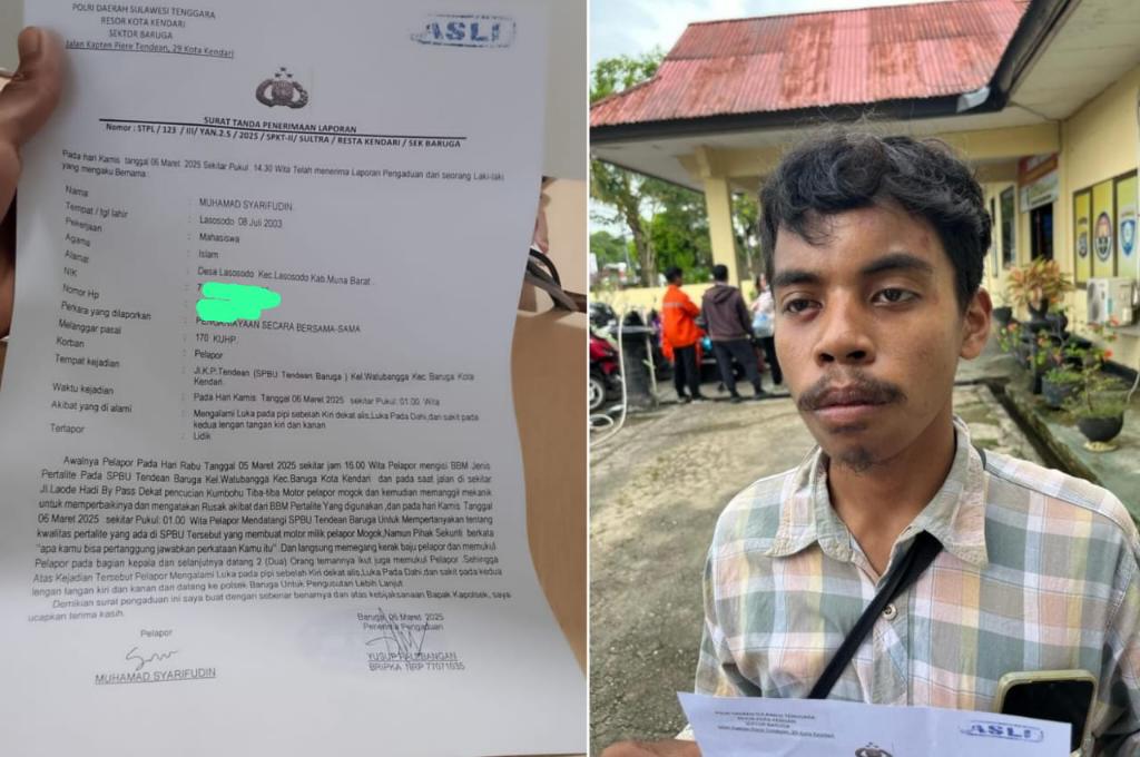Mahasiswa Universitas Muhammadiyah Kendari Dianiaya Tiga Petugas SPBU Usai Protes Kualitas Pertalite