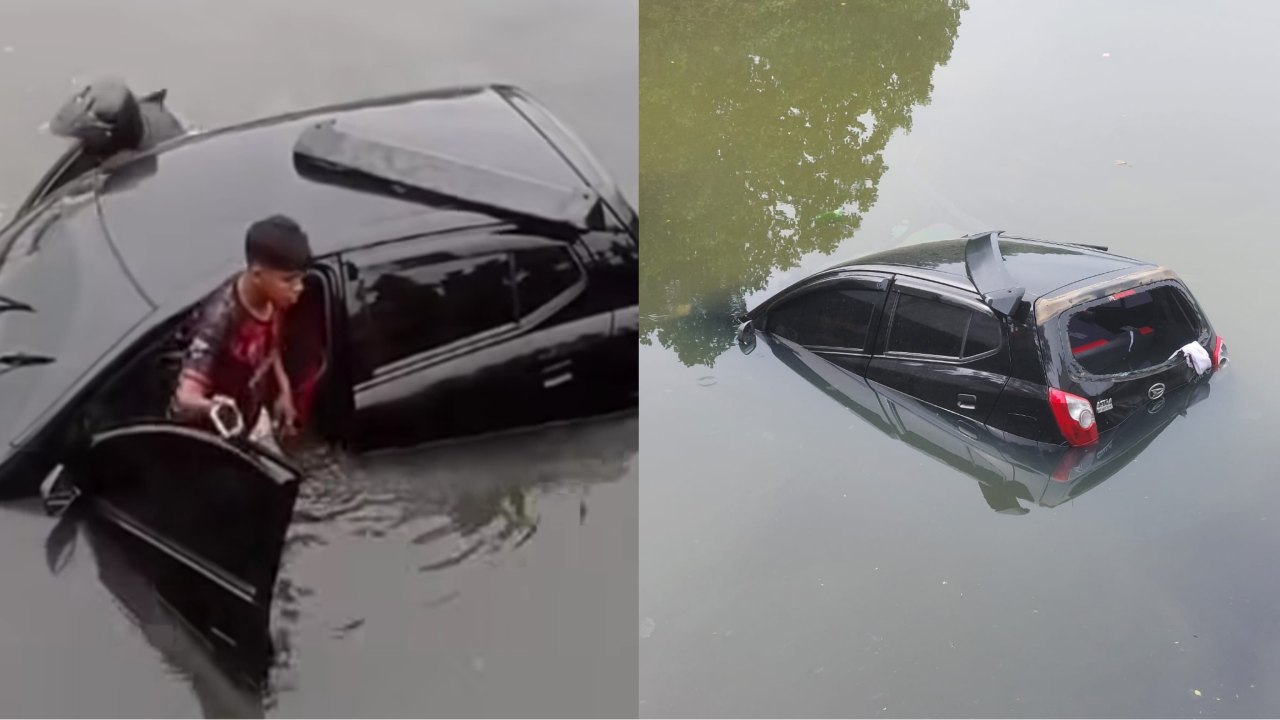 Sepasang Pelajar Terjun Bebas ke Laut Bersama Mobil