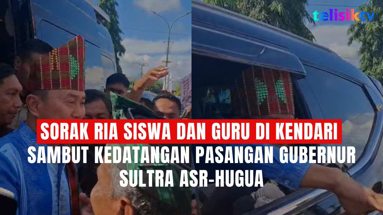 TELISIKTV: Sorak Ria Siswa dan Guru di Kendari Sambut Kedatangan Pasangan Gubernur Sultra ASR-Hugua