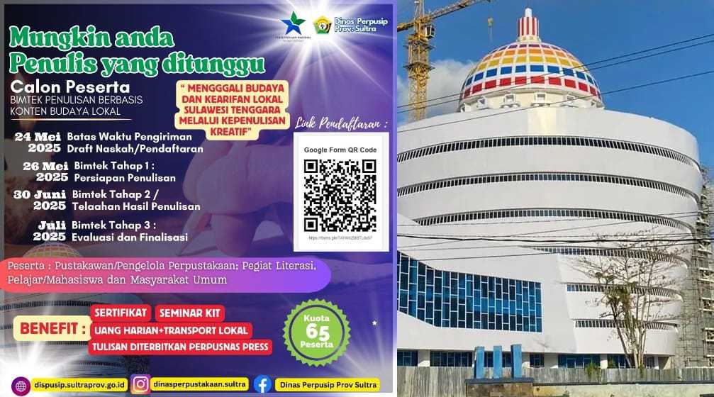 Dinas Perpustakaan dan Kearsipan Sultra Buka Pendaftaran Bimtek Kepenulisan Gratis, ini Jadwal dan Persyaratannya