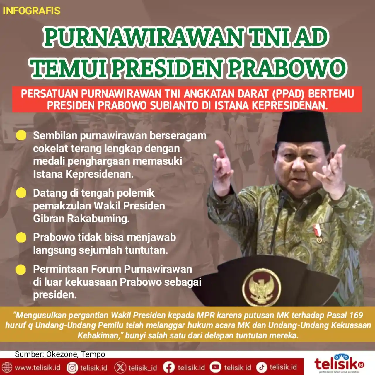 Infografis: Purnawirawan TNI AD Temui Presiden Prabowo