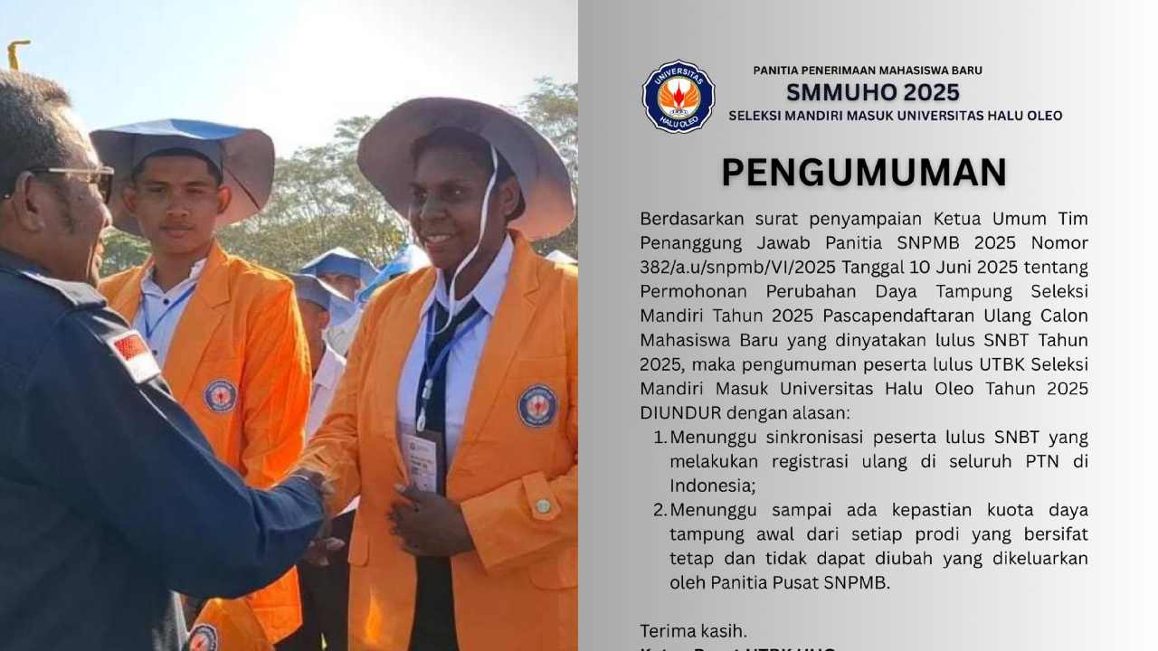 Pengumuman Kelulusan UTBK Seleksi Mandiri UHO Kendari 2025 Ditunda, Ini Penyebabnya