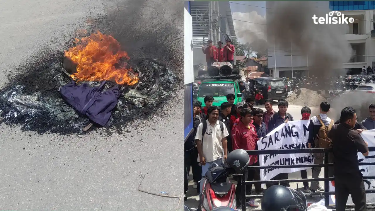 Massa BEM Bakar Rompi KKA Bertepatan OSDIK Mahasiswa Baru UM Kendari, Layangkan 12 Tuntutan