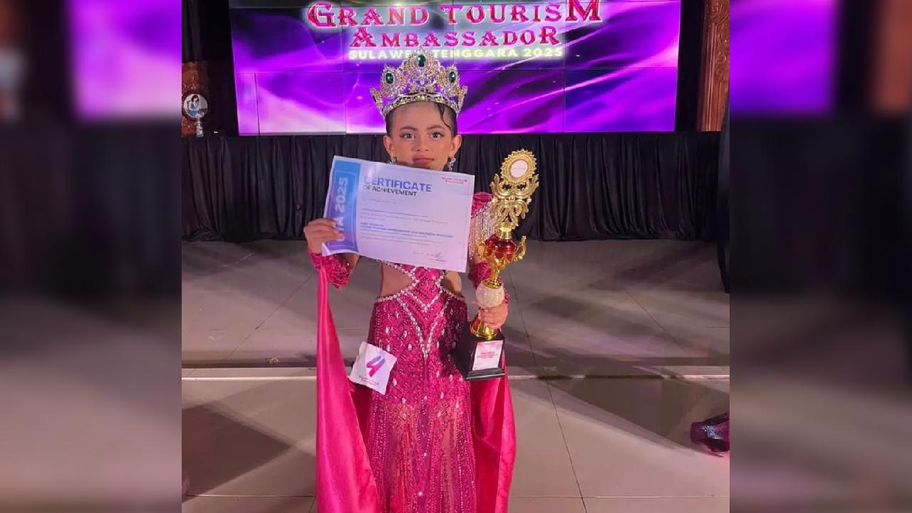 Adiva Azkadina Maryam, Multitalenta Cilik Kuasai Panggung Miss Toddler Grand Tourism Ambassador Sultra 2025