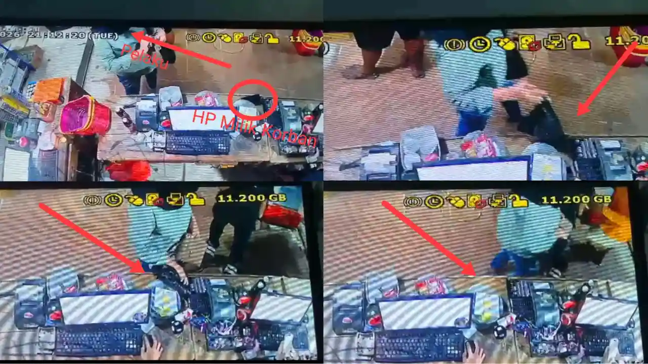 CCTV Rekam Aksi Pencurian Handphone di Kios Kota Lama Kendari