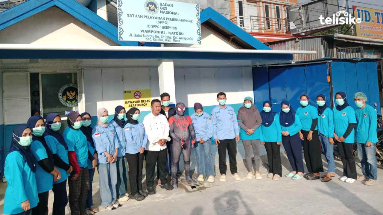 Pengolahan MBG di Dapur SPPG Wamponiki-Katobu Muna Ditangani Chef, Pengantaran Dilakukan Spiderman