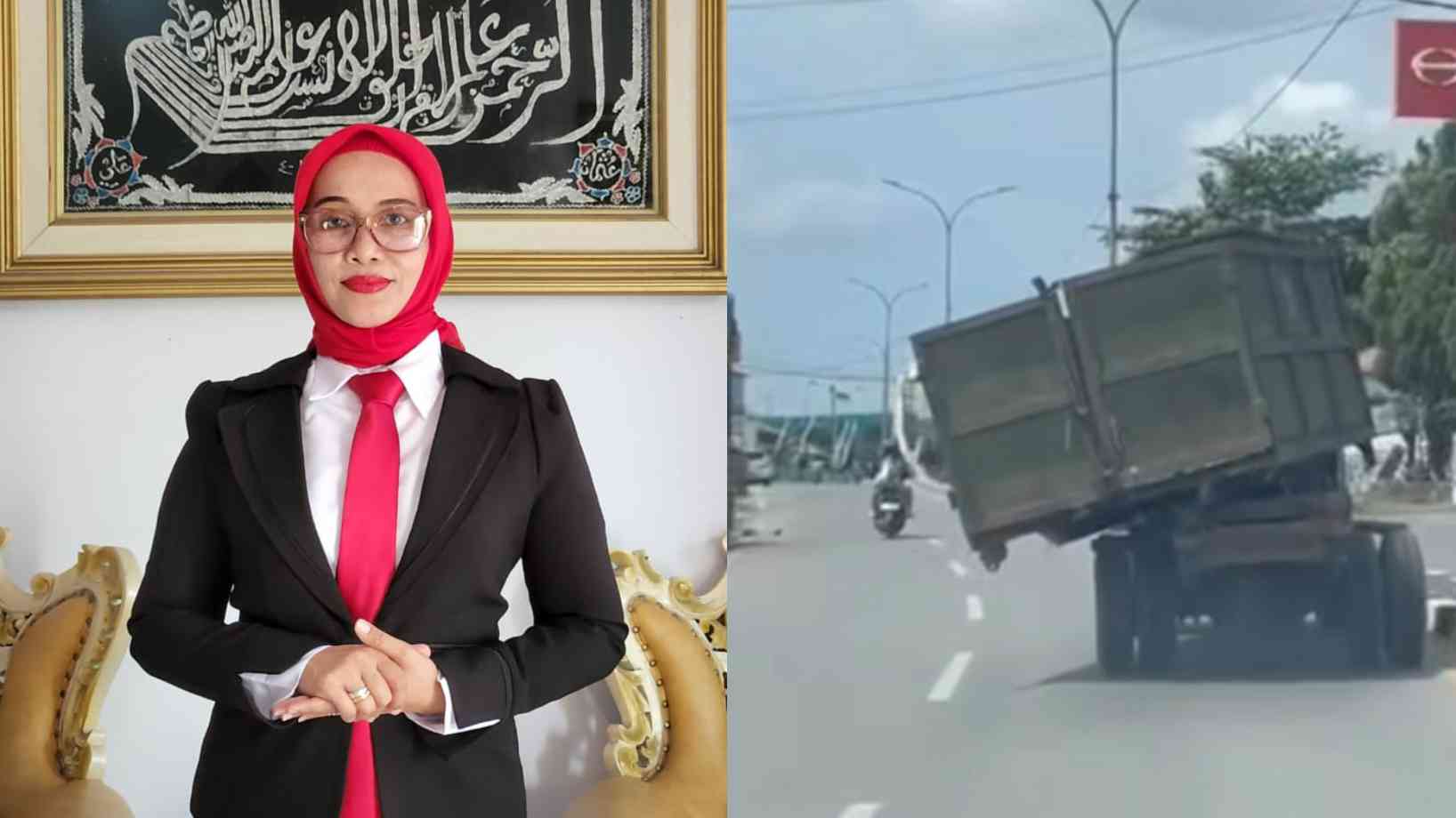 Bak Mobil Amrol DLHK Kendari Miring Saat Menuju Bengkel untuk Perbaikan