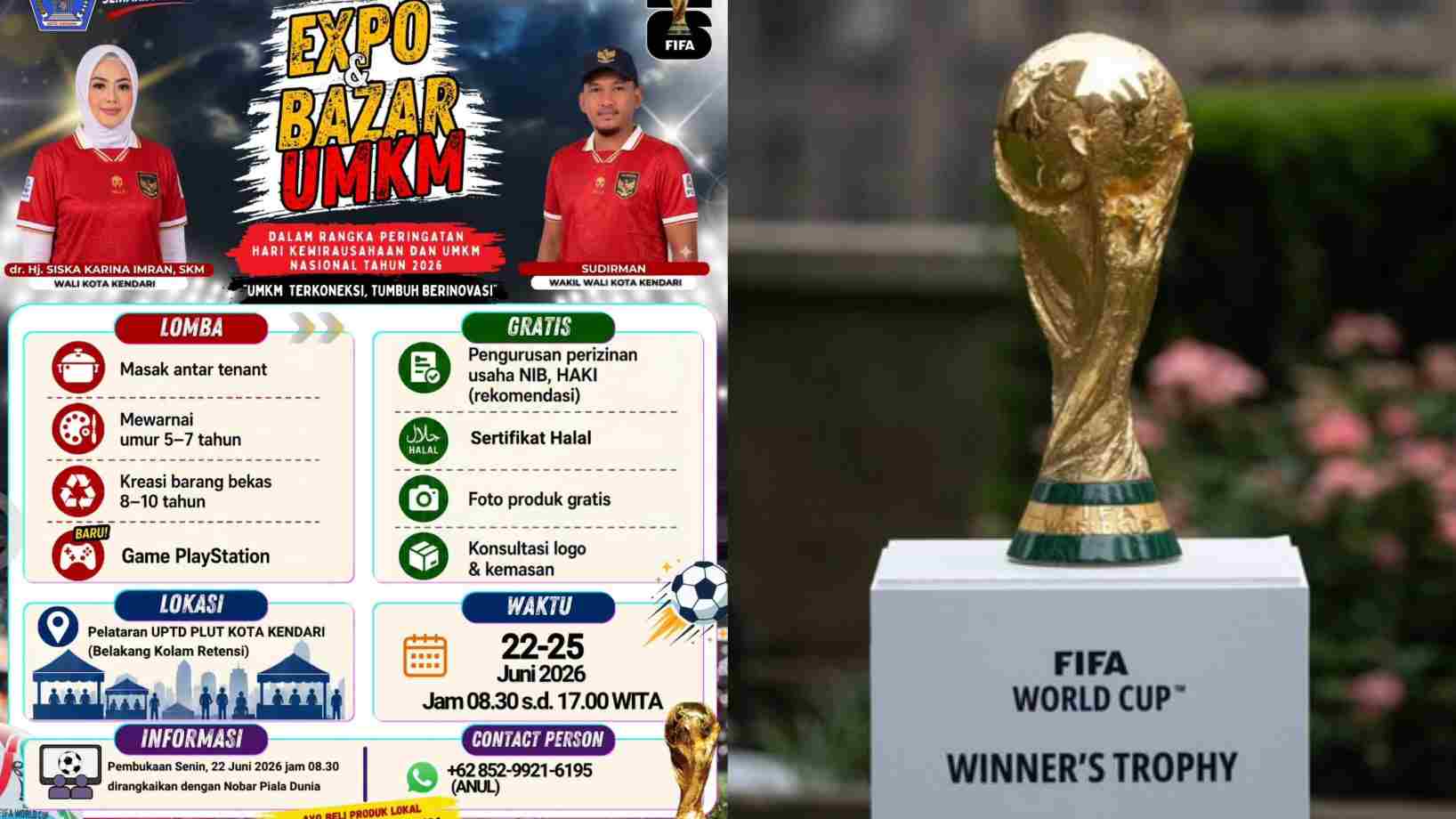 Pemkot Kendari Padukan Expo UMKM 2026 dengan Nobar Piala Dunia, Bisa Urus NIB dan Sertifikat Halal Gratis