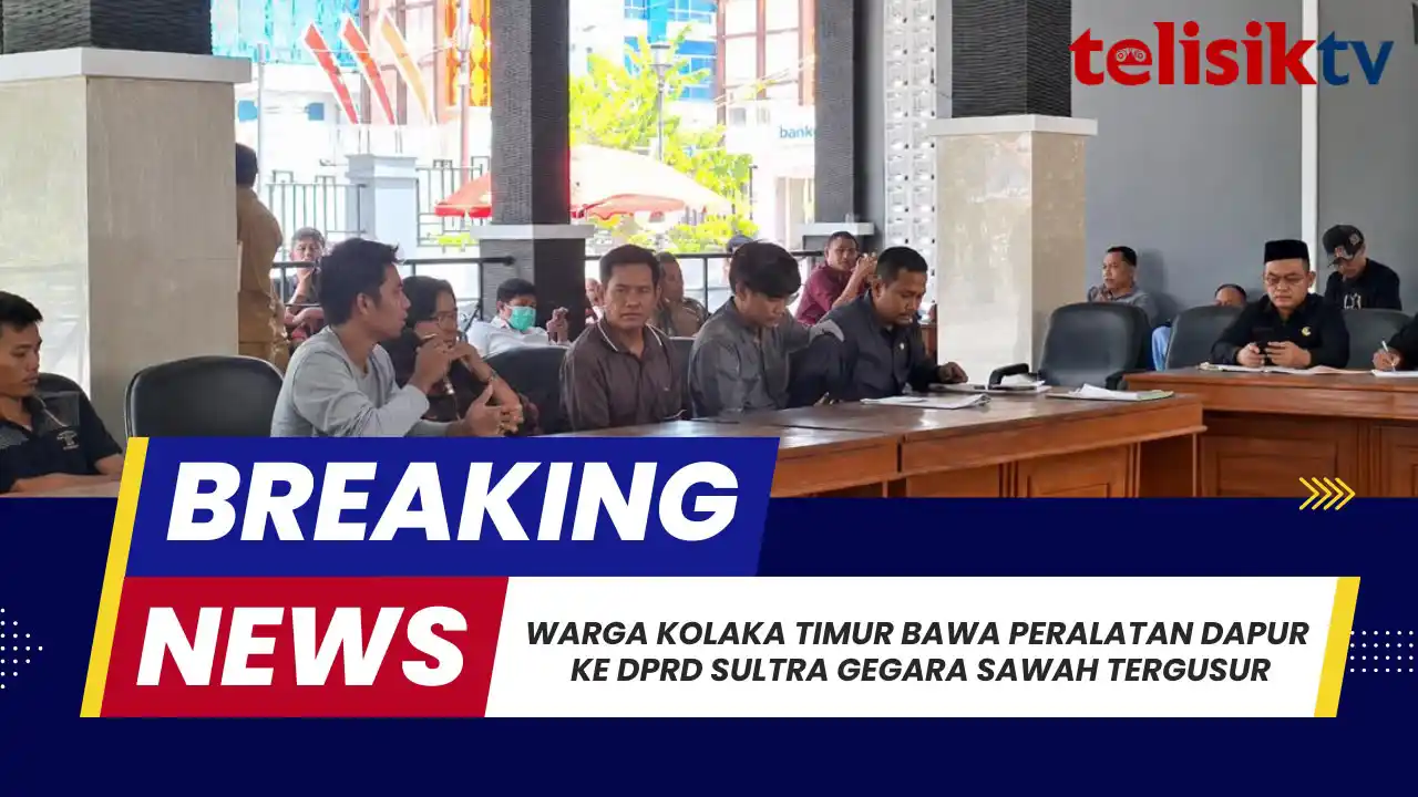 TELISIKTV: Warga Kolaka Timur Bawa Peralatan Dapur ke DPRD Sultra Gegara Sawah Tergusur