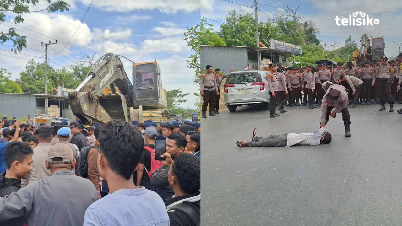 Suasana Tegang, Warga Blokade Jalan Tolak Eksekusi Sengketa Lahan di Pasar Baru Kendari